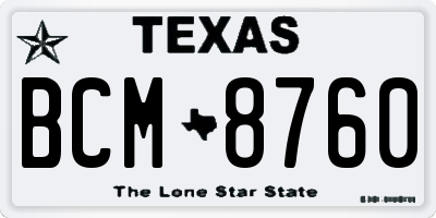 TX license plate BCM8760