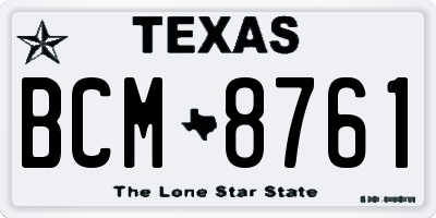 TX license plate BCM8761