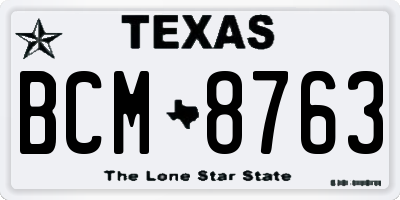 TX license plate BCM8763