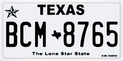 TX license plate BCM8765