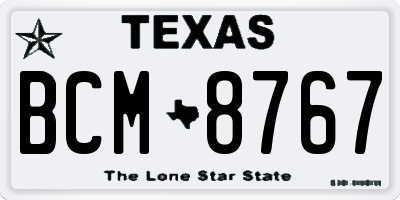 TX license plate BCM8767