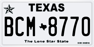 TX license plate BCM8770