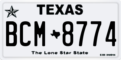TX license plate BCM8774