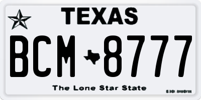 TX license plate BCM8777