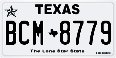 TX license plate BCM8779