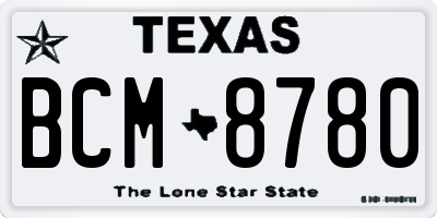 TX license plate BCM8780
