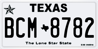TX license plate BCM8782
