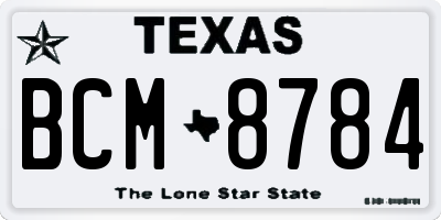 TX license plate BCM8784