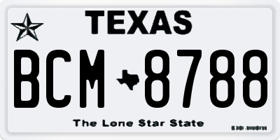 TX license plate BCM8788