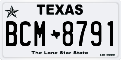 TX license plate BCM8791