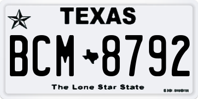 TX license plate BCM8792