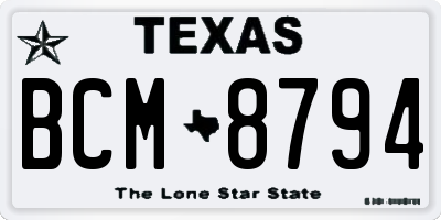 TX license plate BCM8794