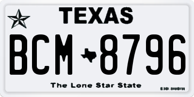 TX license plate BCM8796