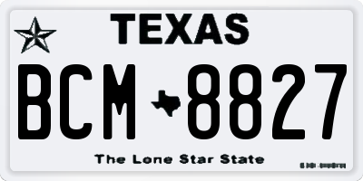 TX license plate BCM8827