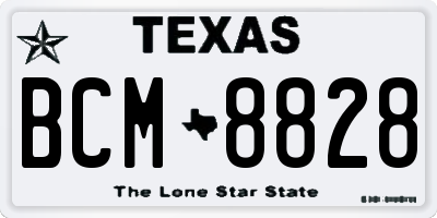 TX license plate BCM8828