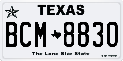 TX license plate BCM8830
