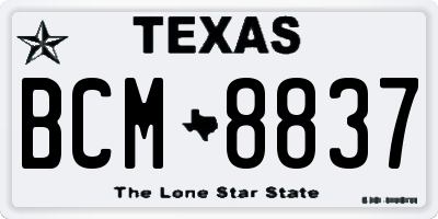 TX license plate BCM8837