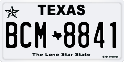 TX license plate BCM8841