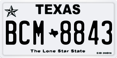 TX license plate BCM8843