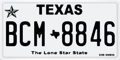 TX license plate BCM8846