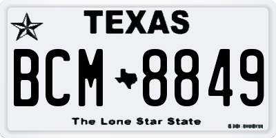 TX license plate BCM8849