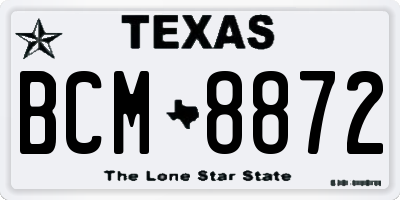 TX license plate BCM8872