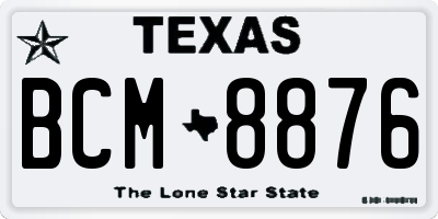TX license plate BCM8876