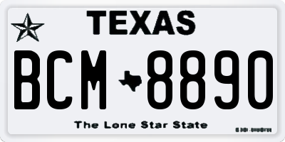 TX license plate BCM8890