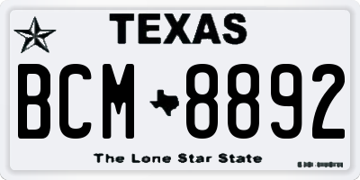TX license plate BCM8892