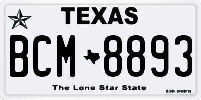 TX license plate BCM8893