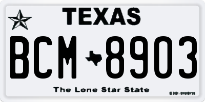 TX license plate BCM8903
