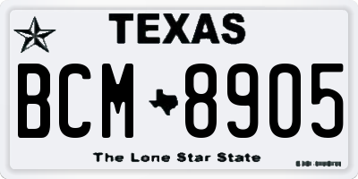 TX license plate BCM8905