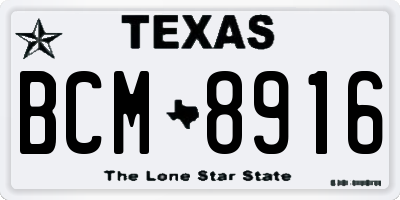 TX license plate BCM8916