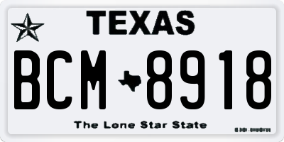 TX license plate BCM8918