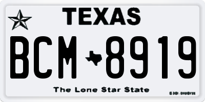 TX license plate BCM8919