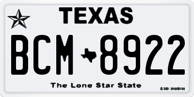TX license plate BCM8922