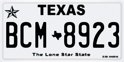 TX license plate BCM8923