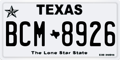 TX license plate BCM8926