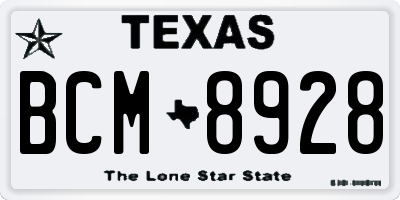 TX license plate BCM8928