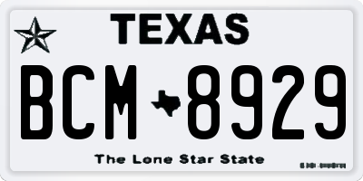 TX license plate BCM8929