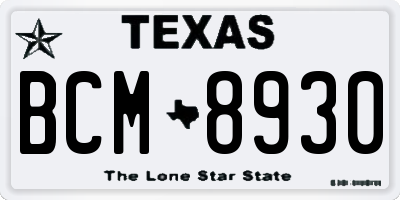 TX license plate BCM8930