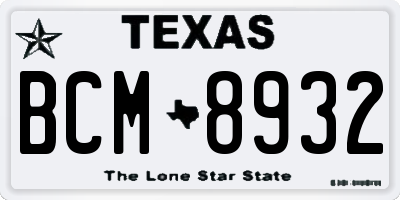 TX license plate BCM8932