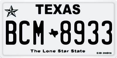 TX license plate BCM8933