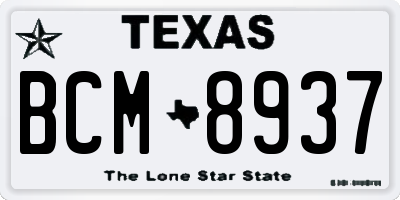 TX license plate BCM8937