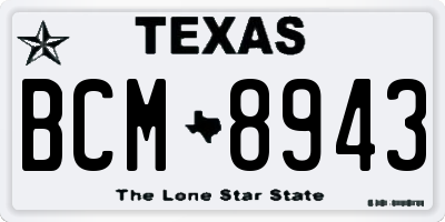 TX license plate BCM8943
