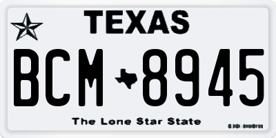 TX license plate BCM8945