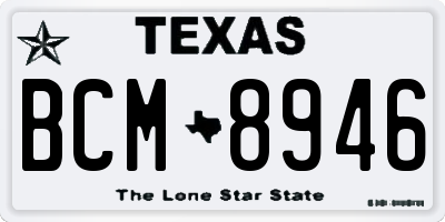 TX license plate BCM8946