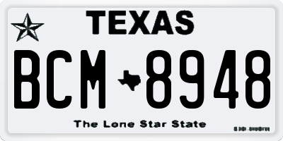 TX license plate BCM8948