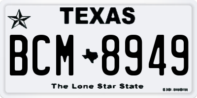 TX license plate BCM8949
