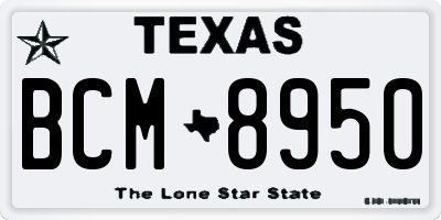 TX license plate BCM8950